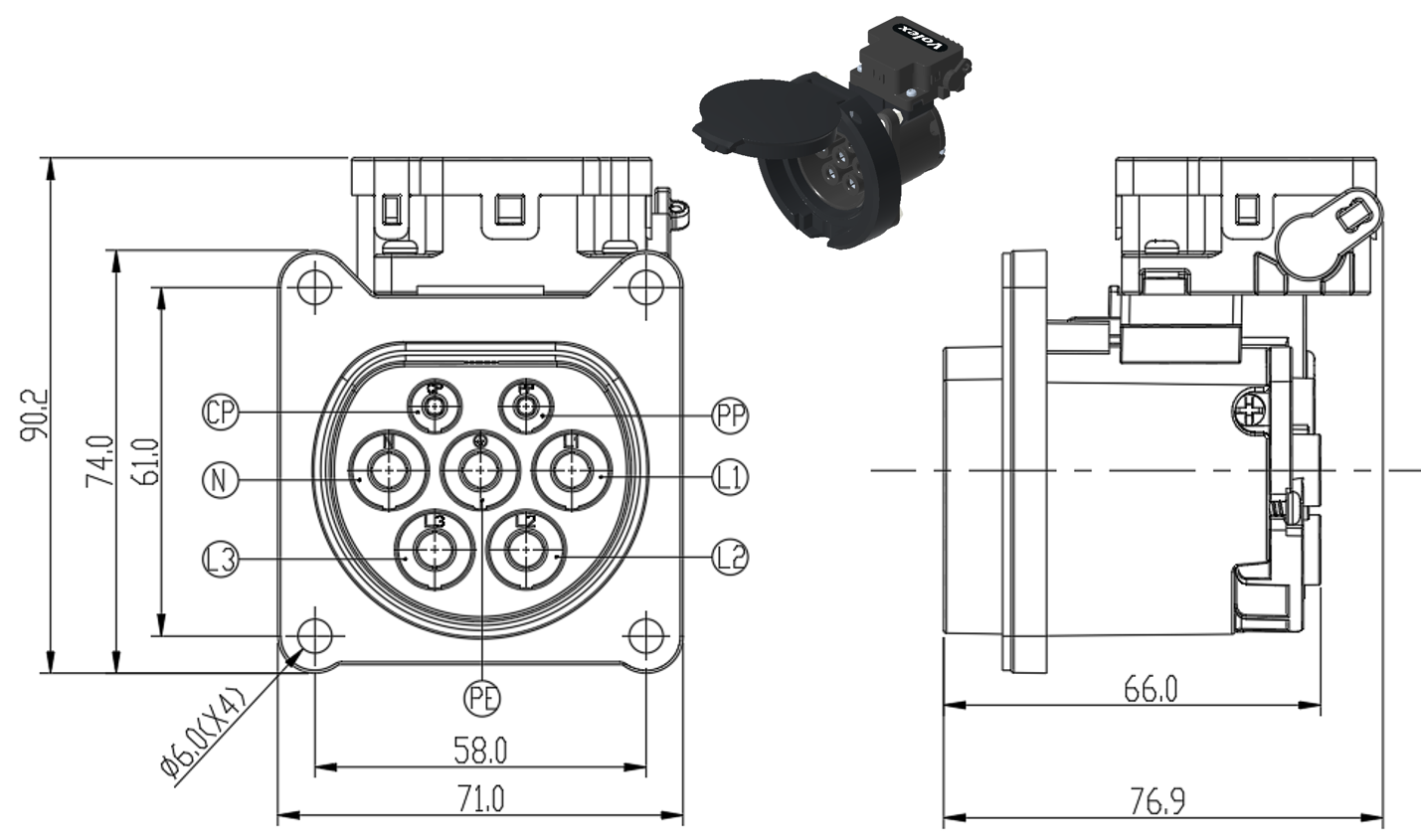 Type 2 IEC Tethered AC EV Charging Cables - Volex